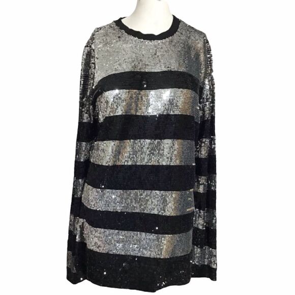 Beau Souci Marin Sequin Long Sleeve Top Size Large - Picture 2 of 11